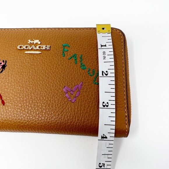 NWT Coach Medium ID Zip Wallet With Diary Embroidery Penny Multi Grained Leather - Picture 12 of 15
